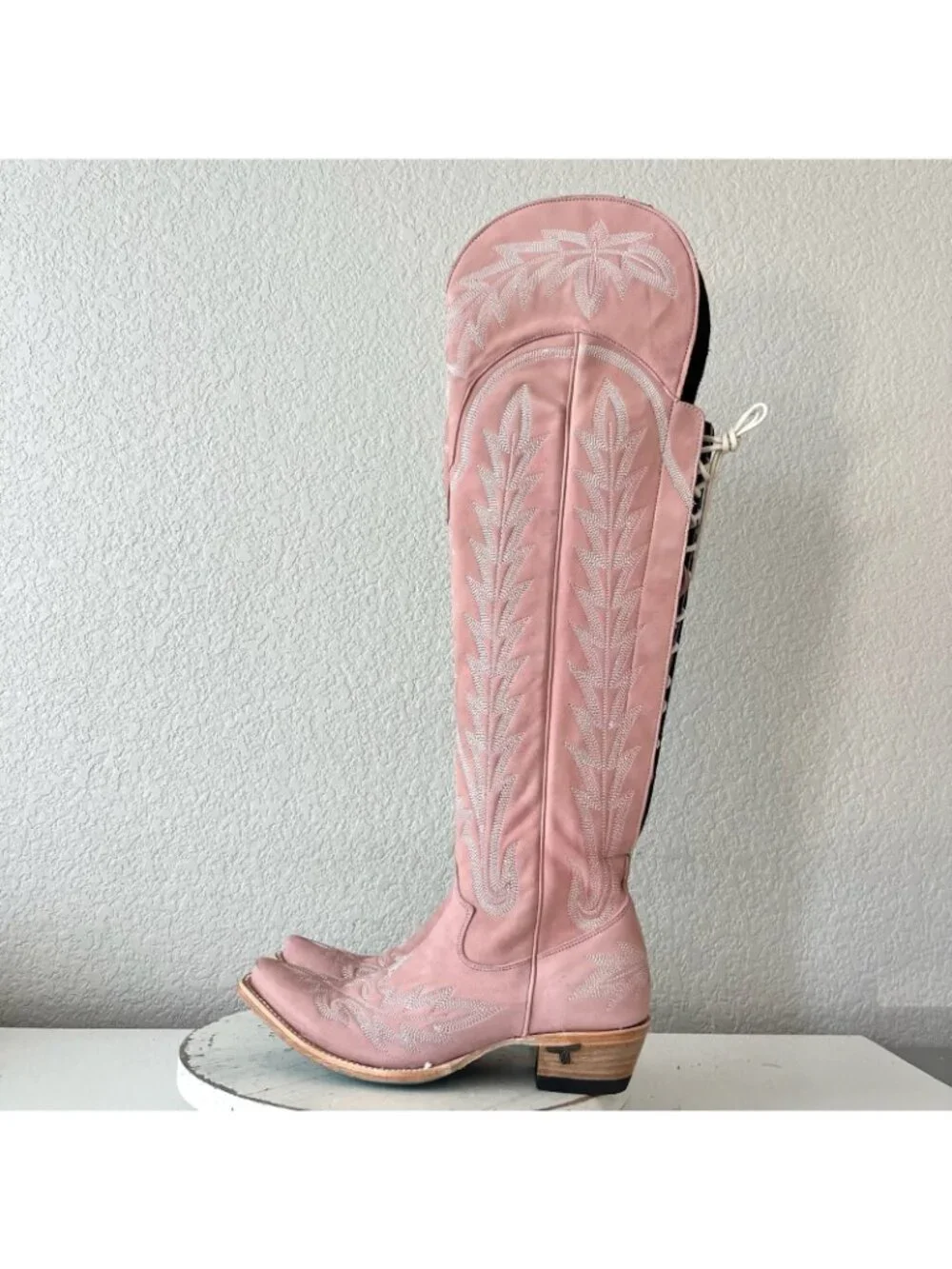 Lane LEXINGTON Over the Knee Pink Cowboy Boots Western Cowgirl Snip Toe Tall 7.5